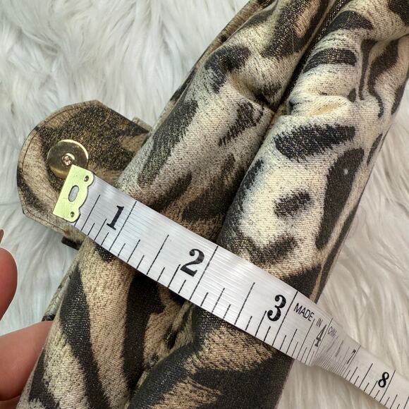 Stuart Weitzman Leopard Print Gold Metallic Clutch with Shoulder Strap - Picture 9 of 11